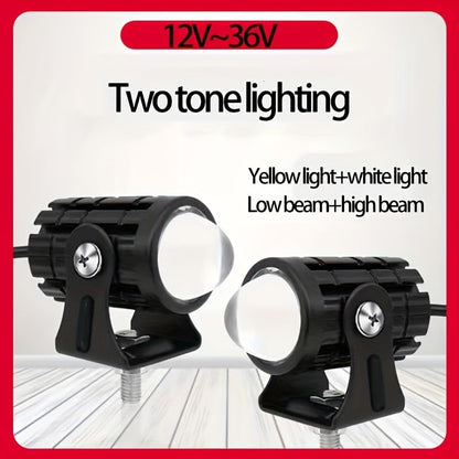 2 Pack Motorcycle LED Driving Lights,Bifocal Lens Auxiliary Spotlight,Front Fork Bumper Bar Fog Light Work Light for Truck,ATV,UTV, SUV,Boat and Off-Road(2 Pack All White Light)
