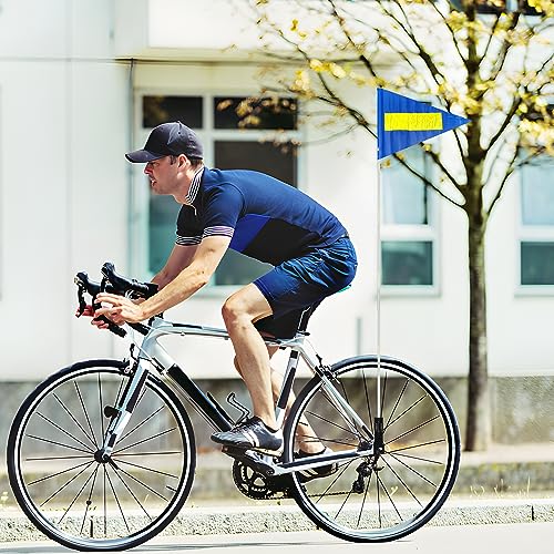 Bike Safety Flag with Pole 2 Sets, 6-Foot Adjustable Height Sturdy Fiberglass Tear-Resistant Waterproof Orange Safety Flag (Blue + Reflective Strip) - color: Blue + Reflective Strip