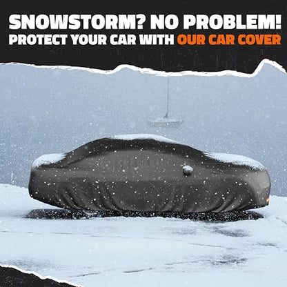 Mockins 200"x75"x47" Large Sedan Car Cover Waterproof All Weather Shield | Dual-Layer 250G PVC + HD Cotton Outdoor Weatherproof Car Covers for Automobiles | Full Exterior Covers for Rain, Snow, Frost - size: Sedan - Large - 200" x 75" x 47"