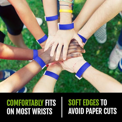 1,000 WristCo Marine Blue Tyvek Wristbands for Events - Comfortable Tear Resistant Paper Bracelets ID Wrist Bands for Concerts Festivals Admission Party Identification - color: Marine Blue