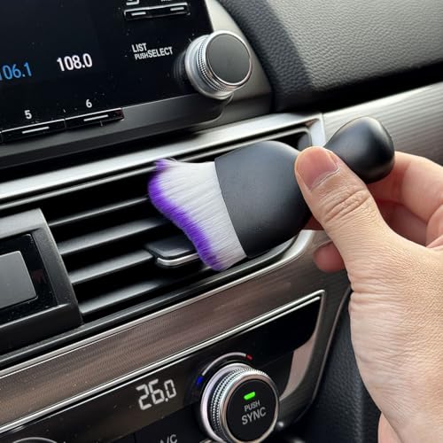Car Detailing Brush, Soft Bristle Cleaning Brush, Scratch-Free Auto Duster Tool for Dashboard, Air Vents, Leather & Interior Cleaning (Black&Purple) - color: Black&Purple