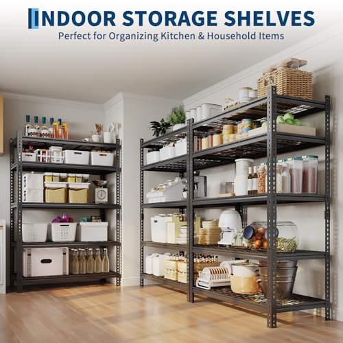 Heavy Duty Metal Storage Shelves - 5-Tier Adjustable Shelving Unit with 2500 LBS Load Capacity for Garage, Pantry, Basement, Bathroom, Laundry Room Organizer, 36" Long x 16" Wide x 72" High - size: 72" H x 36" W x 16" D