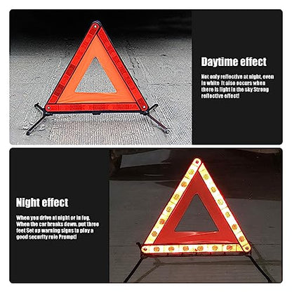 gunhunt Pack-1 Standard Warning Triangles, Reflective Triangle Emergency Warning, Foldable Safety Triangle, Roadside Hazard Sign, Universal Triangular Warning Signs for Cars (Red)