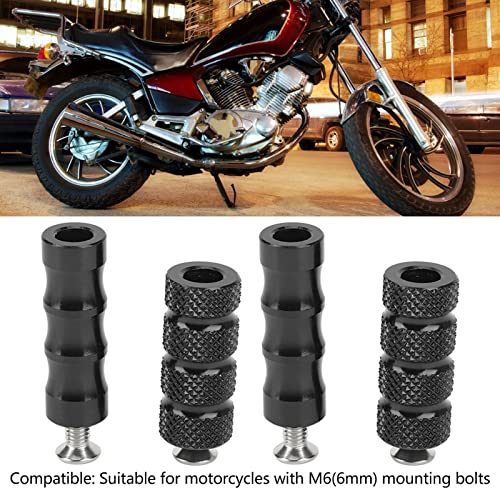 Buachois 2 Pair CNC Universal Motorcycle Foot Pegs,Anti-Skid Gear Shift Brake Lever Foot Pegs,6mm Hole Front Footrests Footpeg Rearsets,for M6 6mm Mounting Bolts Motorbike - color: Black