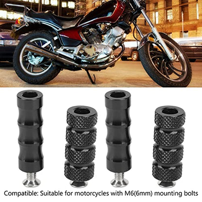 Buachois 2 Pair CNC Universal Motorcycle Foot Pegs,Anti-Skid Gear Shift Brake Lever Foot Pegs,6mm Hole Front Footrests Footpeg Rearsets,for M6 6mm Mounting Bolts Motorbike - color: Black