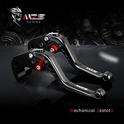 MZS Black Motorcycle Brake Clutch Levers Short Adjustable CNC Compatible With EX650 ER-6F ER-6N 06-08 / KLE650 / GPZ500S EX500 90-09 / W800 W800SE 12-16 / Z750S / ZX-6 90-99 / ZX9R 98-99