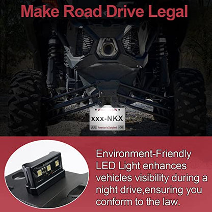 StarknightMT Universal UTV ATV License Plate Holder with LED Light, Heavy Duty Aluminum License Plate Mount Compatible with Polaris RZR Ranger, Can-Am Maverick X3, Trailer, Golf Cart, Boat, RV