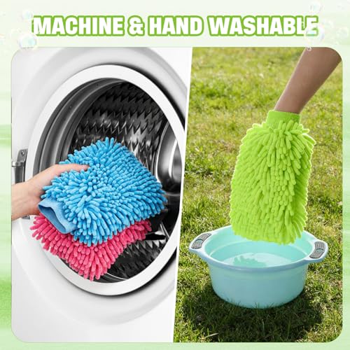 24 Pack Car Wash Mitt Bulk Microfiber, 10'' x 8'' Chenille Car Wash Mitt Gloves, Scratch Free Double Sided No Lint No Marks for Truck SUV and All Vehicle Surfaces (4 Colors) - color: 4 Colors