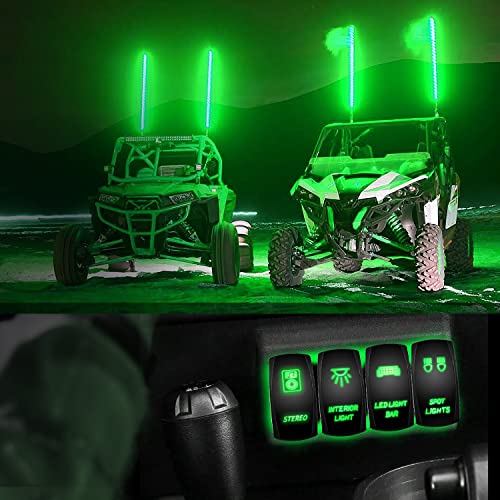 Nilight Stereo Rocker Switch Led Light Bar 5Pin Laser On Off SPST switches 20A/12V 10A/24V Green with Jumper Wires Set for Cars Trucks RVs - color: Green, size: STEREO
