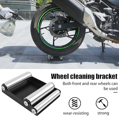 Motorcycle Wheel Cleaning Stand Universal Paddock Stand Portable Wheel Roller Stand Support Parking for Tire Cleaning Wheel Chain Lubrication for Tire Width <180MM