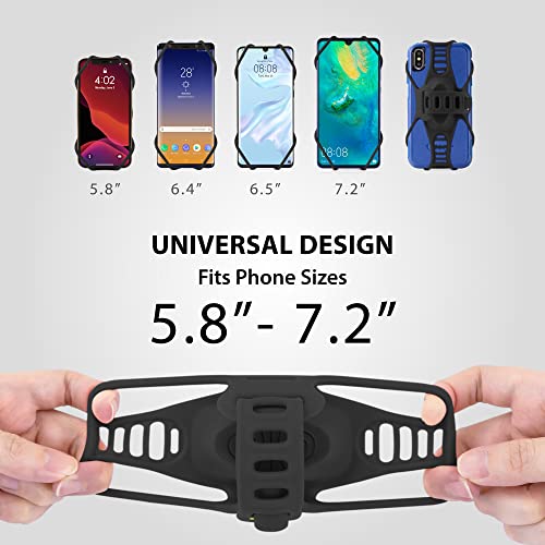 Bone Bike Tie Pro 3, Bike Cell Phone Mount for Stem, Scratch-Free Silicone Holder with Shock-Absorbing Design, Universal Cycling Phone Holder Compatible with Most Smartphones (Black - Stem) - color: Bike Tie Pro 3 - Black