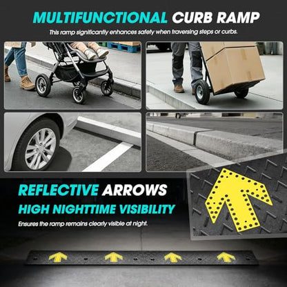 DNA Motoring 2pcs 5.3" Rise Rubber Arrow Curb Ramp Heavy Duty Loading Threshold Ramp 37.4" W x 13.8" D x 5.3" H for Loading Dock, Warehouse, Motorcycles, Cars, TOOLS-00651 - style: 5.3 in 2pcs w/Arrow