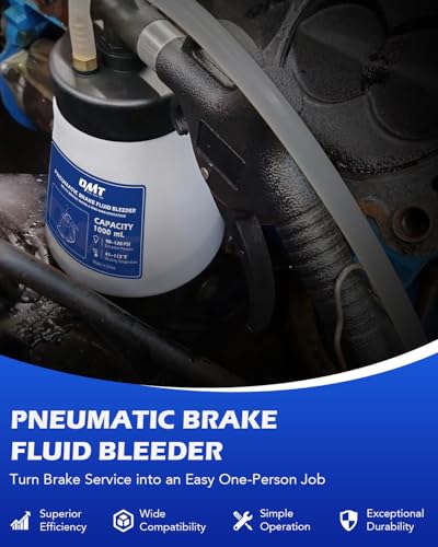 Orion Motor Tech Pneumatic Brake Bleeder Kit, 1.06 qt. Brake Fluid Bleeder Kit with 8 Master Cylinder Adapters, 1L Vacuum Brake Bleeder Set for One Person Brake Bleeding Automotive Fluid Extraction