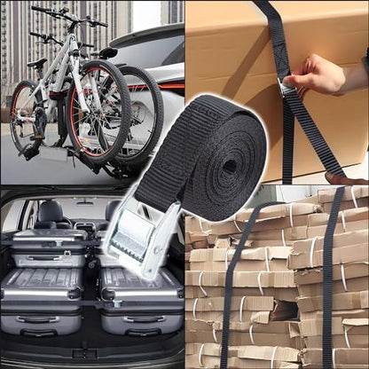 Cartman 1" x 12' Lashing Straps Cargo Tie-Down Strap Up to 600lbs, 6pk in Carry Bag, Black - color: Black, size: 6 PK