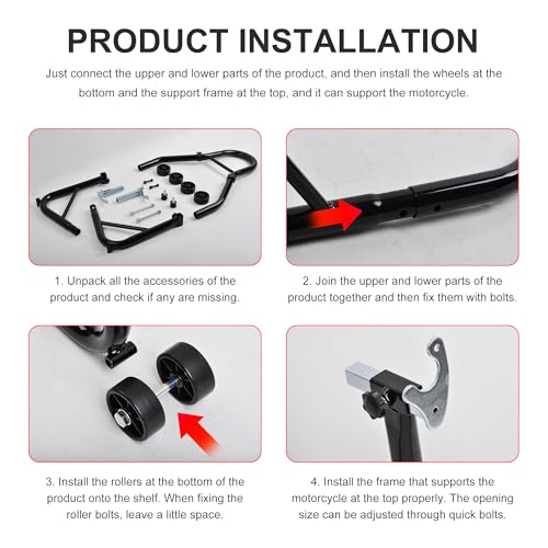 Heavy Duty Motorcycle Rear Wheel Lift Universal Sport Bike Swingarm Spool Paddock Stand Combo