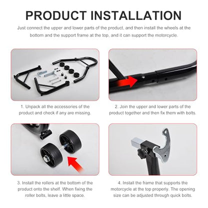 Heavy Duty Motorcycle Rear Wheel Lift Universal Sport Bike Swingarm Spool Paddock Stand Combo