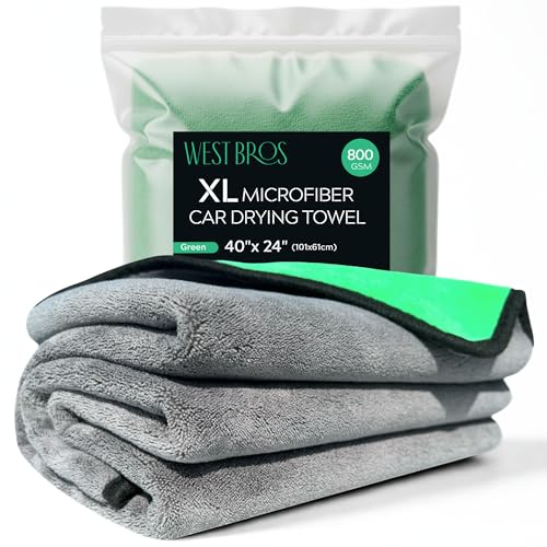 Extra Large Car Drying Towel - 800 GSM Premium Microfiber Drying Towels for Cars - Car Drying Towels Extra Large Super Absorbent, Professional XL Car Towel for Any Vehicle - 40x24, Green - color: Green