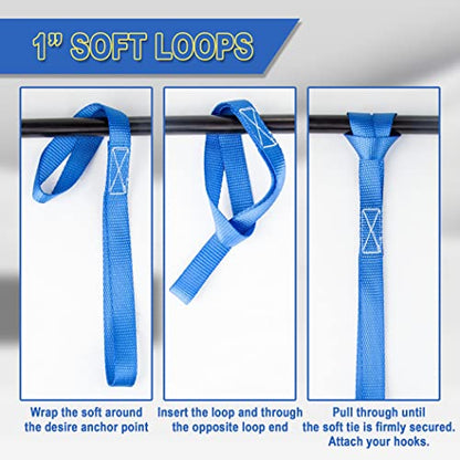 CARTMAN Soft Loop Tie-Down Straps in Blue Color, 8pk x 18in, 3600lbs - size: 8pk Blue 3600lbs