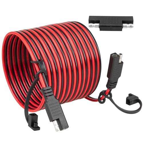 Oyviny 12FT 16AWG SAE Extension Cable with Polarity Reversing Adapter, Heavy Duty 2 Pin SAE Quick Connector with Dust Caps for Solar Panel Automotive Battery Charger Trolling Motor - style: 12FT