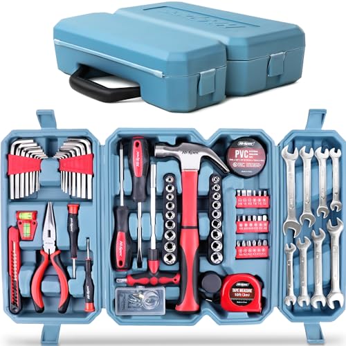 Hi-Spec 73pc Home and Garage Tool Kit Set. Essential Household and Auto Repair Tools. Includes Pliers, Sockets, Wrenches and a Hex Key Set in a Toolbox Carry Case - size: 73 PCS