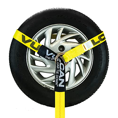 VULCAN Wheel Dolly Tire Harness with Universal O-Ring - 2 Inch x 96 Inch - 4 Pack - Classic Yellow - 3,300 Pound Safe Working Load - Straps Only - Ratchets Sold Separately - color: Classic Yellow