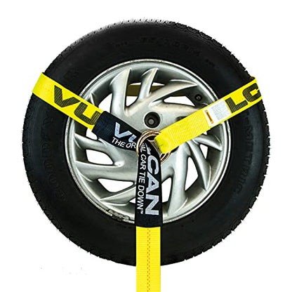 VULCAN Wheel Dolly Tire Harness with Universal O-Ring - 2 Inch x 96 Inch - 4 Pack - Classic Yellow - 3,300 Pound Safe Working Load - Straps Only - Ratchets Sold Separately - color: Classic Yellow
