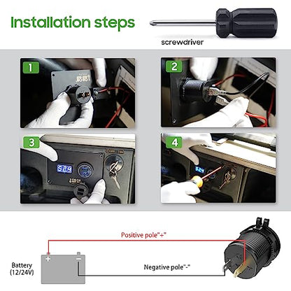10L0L 12V USB Outlet Quick Charge 3.0 Dual USB Charger Socket with On/Off Switch & Blue LED, Waterproof Power Port for Golf Cart EZGO Club Car Yamaha UTV ATV Boat Truck Motorcycle - color: Dual USB