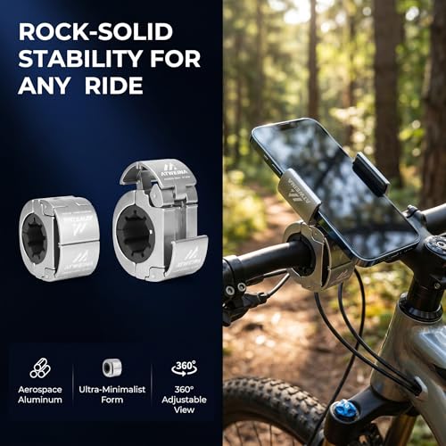 2 Pack Universal Aluminum Bike Phone Mount Anti-Shake Motorcycle Cell Holder for Phones CNC Metal Handlebar Bracket for Road & Mountain Bikes-Silver - color: Silver