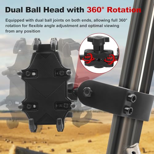 UTV Phone Mount for Pro-Fit Cage, Aluminum Alloy 8-Claw Holder for Groove Rods, 360° Adjustable SXS Mount for Defender Ranger General Uforce for 4.9" to 6.9" Cellphone - size: Fits Pro-Fit Cage