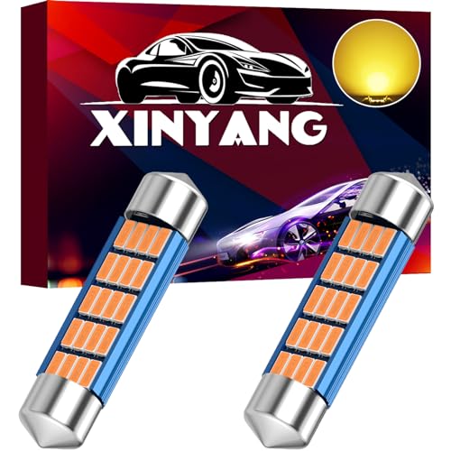 XINYANG 2PCS 578 Festoon LED Car Bulb 41mm 42mm 1.65in 211-2 Led Light Bulb Extremely Bright 20-SMD 4014 Chipsets Canbus Error Free 212-2 LED Lamp for Car Map Dome License Plate Lights,Amber - color: Amber, size: 578 42mm