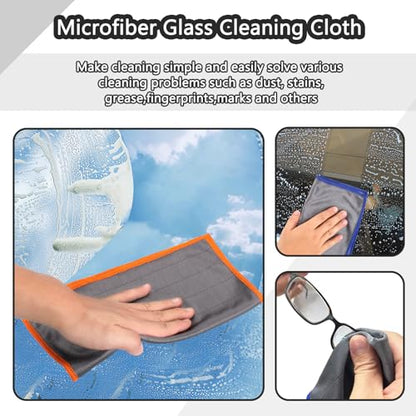 XANGNIER Microfiber Glass Cleaning Cloths,3 Pack Streak Free Miracle Cleaning Cloth,Reusable Lint Free Cleaner Towels for Kitchen,Windows,Mirror,Glasses,Car Windshields,Stainless Steel,11.8"×11.8" - color: Multicolor