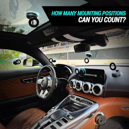 CARMOUNT Clutch-X™ Black – Vacuum Phone Mount Suction Cup Car Phone Holder for iPhone, Window Phone Mount for Travel, 360° Vacuum Magnetic Phone Holder for Car, Magnetic Phone Holder with Suction Cup - color: Black