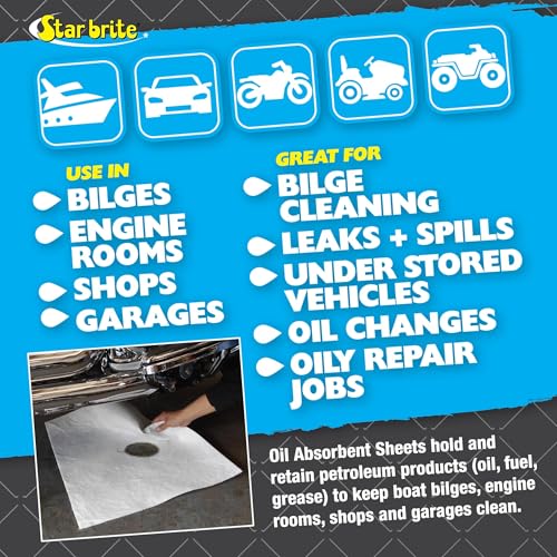 STAR BRITE Bilge Oil Pads Absorbs Oil, Repels Water - 17 x 19 Heavy Weght - 5 Pack (091845) - color: 100 Pack