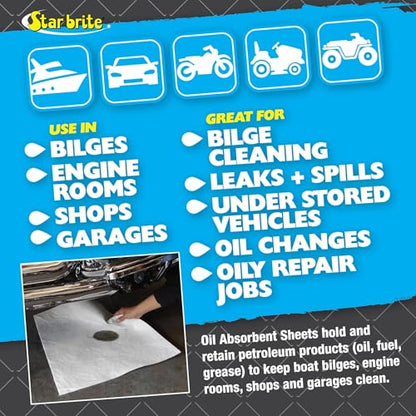 STAR BRITE Bilge Oil Pads Absorbs Oil, Repels Water - 17 x 19 Heavy Weght - 5 Pack (091845) - color: 200 Pack