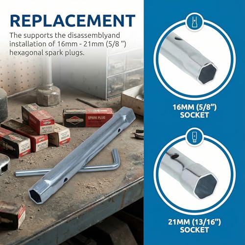 19576S 5/8" & 13/16" Spark Plug Wrench, 8-Inch Replaces 19374S/19374/690966/19576, Fits Many B & S Engine Series,1 Pack