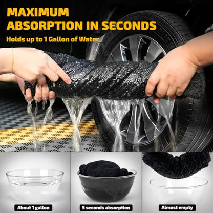 SMINDER 2-Pack 1200 GSM Car Drying Towels – Microfiber Towels for Cars (36" x 24"), Ultra-Absorbent, Streak-Free, Scratch-Free, No Water Spots, Double-Twist Pile & Edgeless Design - color: Gray