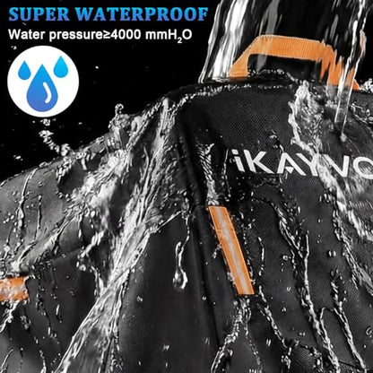 Motorcycle Cover 420D Heavy Duty | All Season Waterproof Outdoor Weather Sun Rain Protection Powersports Vehicle Cover | with 4 Reflective Tape, Lock-Holes, Storage Bag fits up to 104.3" - size: 104.3"