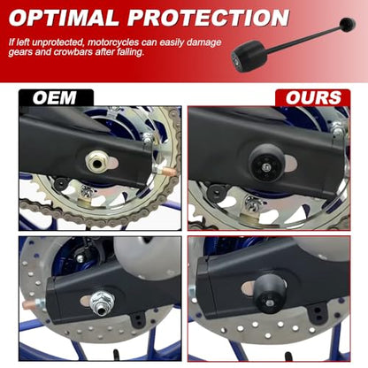 Xitomer Rear Axle Sliders Compatible with YZF-R3 2015-2025, MT-03 2016-2025, Motorcycle Rear Fork Wheel Frame Sliders Crash Protector (Rear) - style: Rear