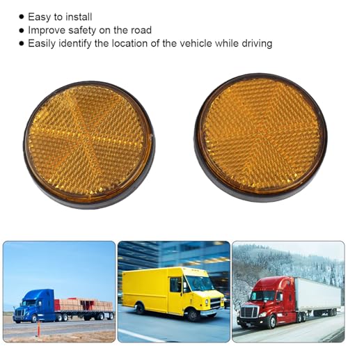 Dweekiy Orange Round Reflector,2 Pcs Round Reflector Universal Motorcycle Bike Red Reflector PMMA Material