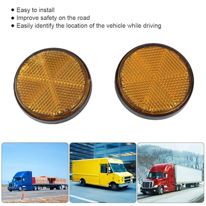 Dweekiy Orange Round Reflector,2 Pcs Round Reflector Universal Motorcycle Bike Red Reflector PMMA Material