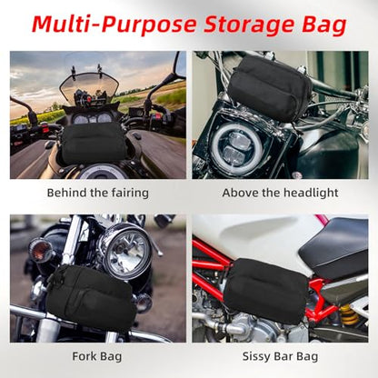 Universal Motorcycle Handlebar Bag, Bike Handlebar Bag, Fit for Motorbike Dirt Bike Bicycle Snowmobile Quad ATV