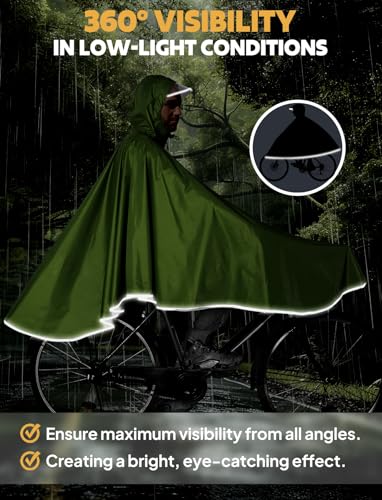 ANYOO Waterproof Rain Poncho Bike Bicycle Rain Capes Lightweight Compact Reusable for Adults - color: Greenyellow