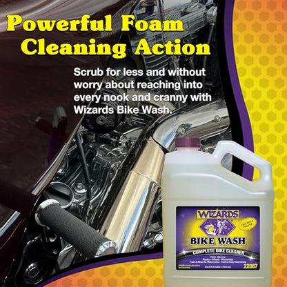 Wizards Bike Wash - Cleaner For Motorcycle Washing Kit - Quick Detailer for Bike Kit with Bug Remover - For Your Motorcycle Accessories and Detail Kit - 1 Gallon - size: 128 fl oz (Pack of 1)
