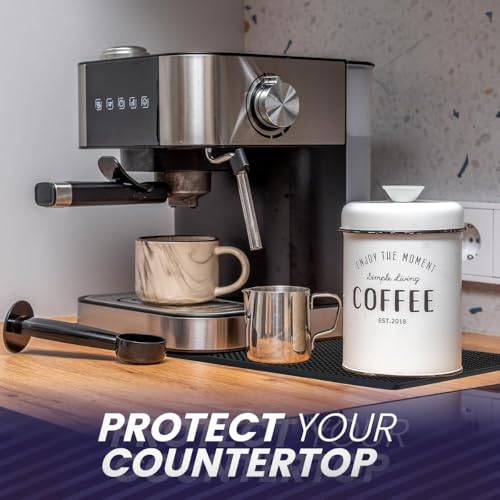 Rubber Bar Mat 18×12" Premium Countertop Mat for Coffee Bar, Home Bar & Kitchen, Durable 1cm Thick Rubber Drink Mat with Textured Surface That Helps Reduce Slipping, Black Bar Spill Mat - size: 18x12"
