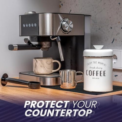 Rubber Bar Mat 18×12" Premium Countertop Mat for Coffee Bar, Home Bar & Kitchen, Durable 1cm Thick Rubber Drink Mat with Textured Surface That Helps Reduce Slipping, Black Bar Spill Mat - size: 18x12"