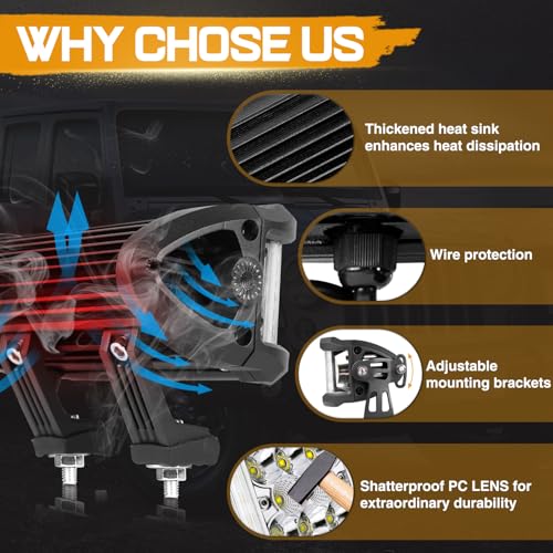8 Inch LED Light Bar, 2Pcs 204W Side Shooter LED Light Pods Triple Row Off Road Driving Spot Flood Combo Beam Fog Work Light Bumper Bar for Trucks UTV ATV SUV Tractor Boat - size: 2Pcs 7.5 Inch