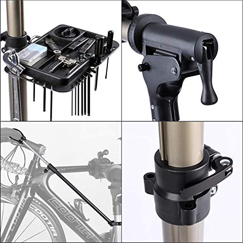 CXWXC Bike Workstand with Adjustable, Bicycle Repair Stand for Maintenance Folding and Lightweight (Champagne-3) - color: A: Champagne