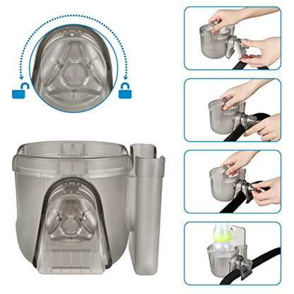 Accmor Stroller Cup Holder with Phone Holder, Bike Cup Holder, Universal Cup Holder for Uppababy Nuna Doona Strollers, 2-in-1 Cup Holder for Walker, Wheelchair, Scooter - color: Transparent Grey