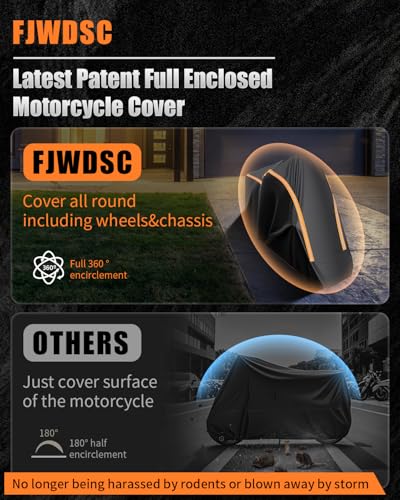 Full Enclosed Motorcycle Cover Waterproof Outdoor/Indoor Storage Waterproof Motorcycle Cover Heavy Duty with Reflective Strips Fits Touring Motorcycles Length up to 108" with Side+Top Box - size: 3.(3XL)108L" x 45"W x 59"H