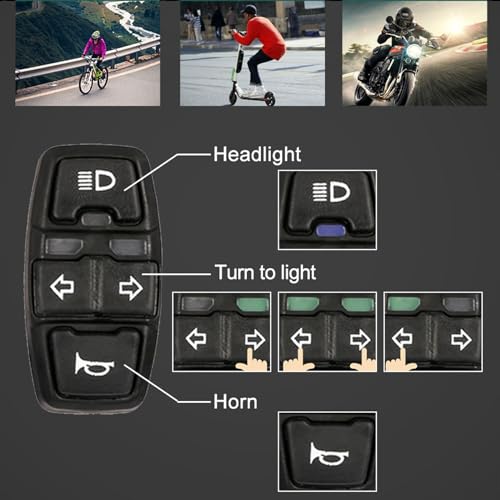 Universal Ebike Light and Horn Switch Turn Signal Switch 3 in 1 Motorcycle HeadLight Turn Switch Motorcycle Horn Turn ON/Off Control Switches for Electric Bike Scooter Light Switch Signal Button DK336 - style: 3-in-1 switch DK336
